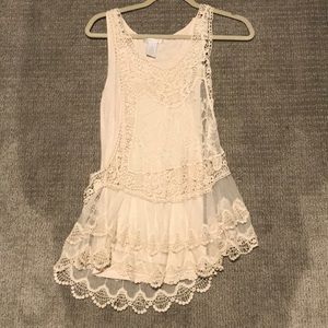 Long cream Lace tank